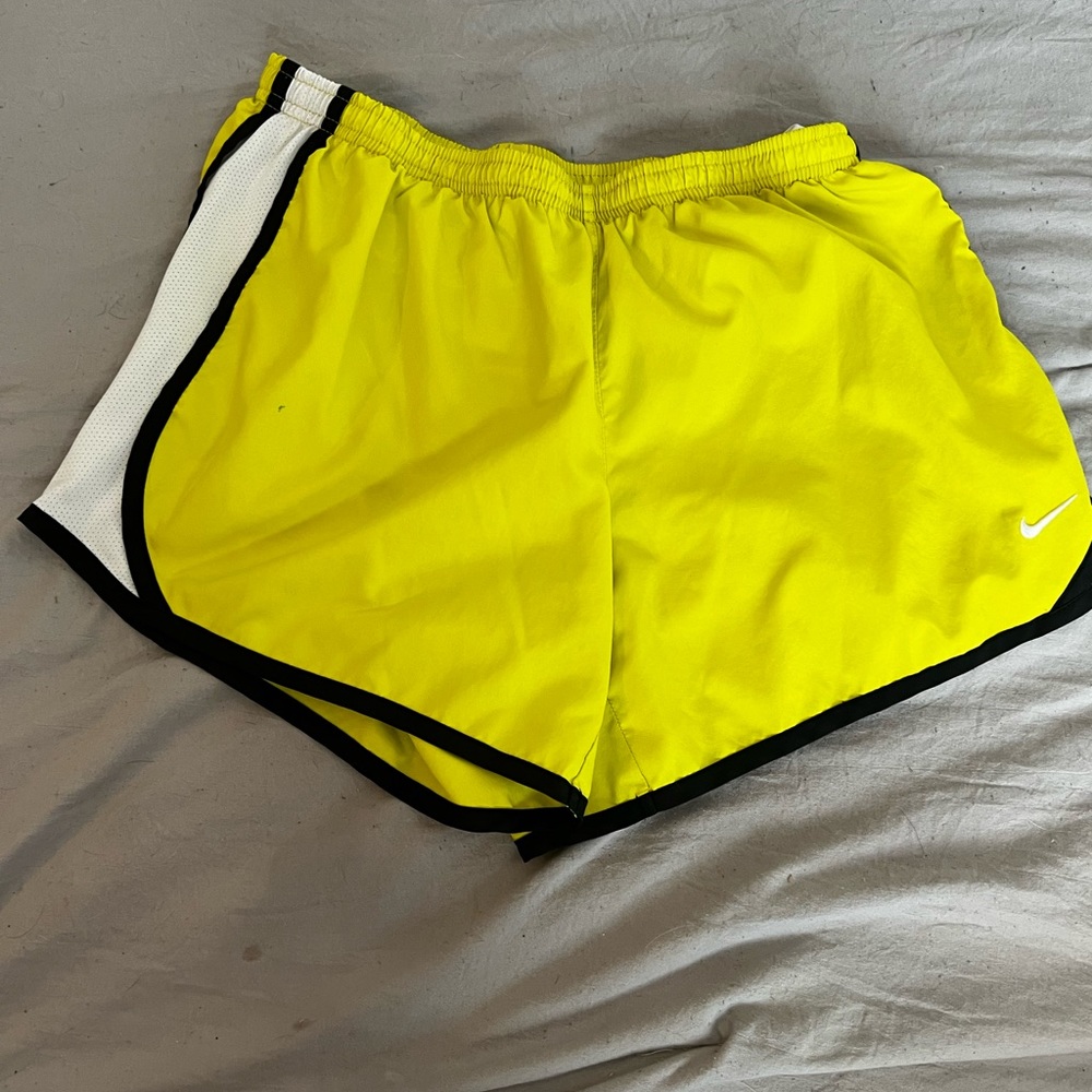 Nike shorts in neon yellow/white